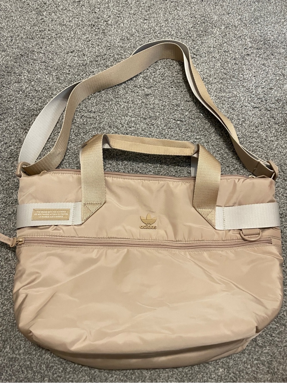 adidas Beige Nylon Tote with Adjustable Crossbody Strap